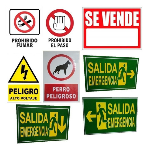 Letrero Cartel Salida Emergencia Alto Voltaje Perro Peligro