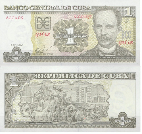 Billete Cuba 1 Peso 2016 Papel Moneda Unc