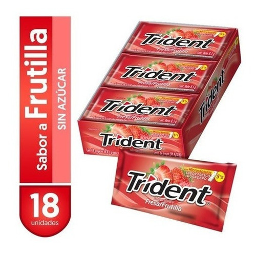 Chicle Trident Frutilla Caja 18 Unidades Sin Azucar