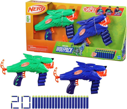 Lanzador De Dardos Nerf 2 Lanzadores Wolf Pack