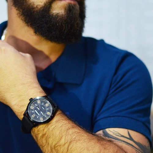 Relógio Pulso Mondaine Masculino Pulseira Silicone Preto