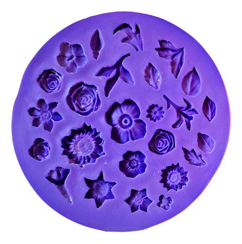 Molde De Silicona Puntilla Flores Varias Nº14 - Cotillón Waf Color Violeta