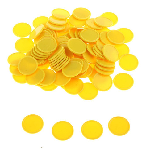 100 Unids Fichas De Chips Plástico Cóncavo Amarillo