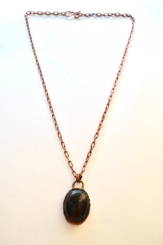 Imagen 8 de 8 de Collar Dije Espejo De Obsidiana Negra, Cadena De Cobre, Cod1