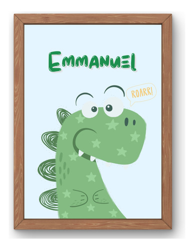 Lamina Imprimible Poster Con Nombre Dinosaurio Para Cuadro