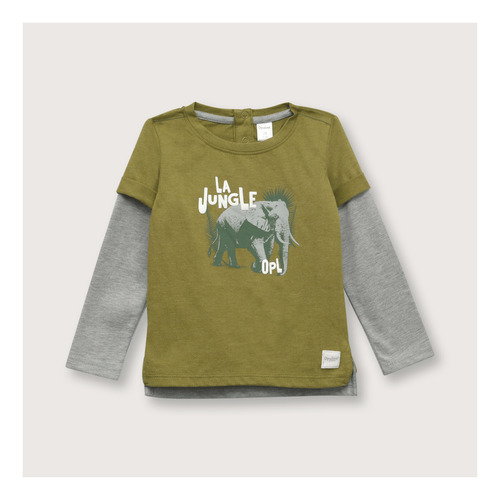 Polera Niño Elefante Verde (6 Meses A 4 Años)