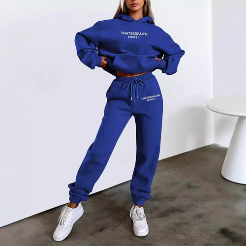 Conjunto De Pantalones Tipo Sudadera Casual Con Capucha A La