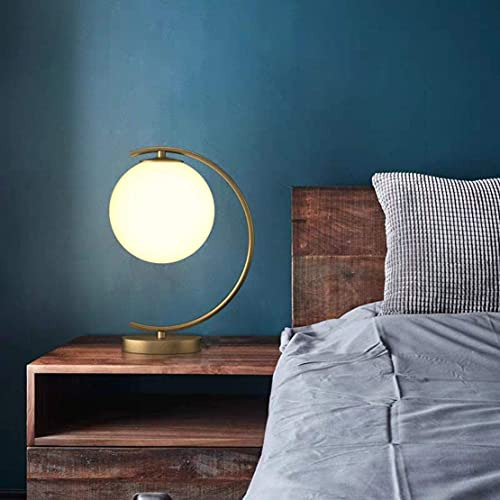 Lámpara Mesita Noche Moderna Dorada Moon Shape