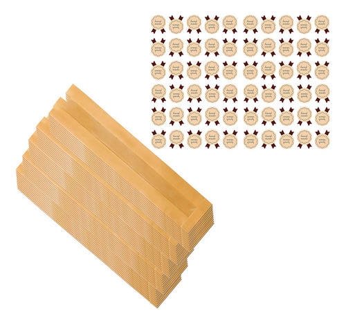 50 Piezas Bolsas De Panadería Con Ventana Transparente