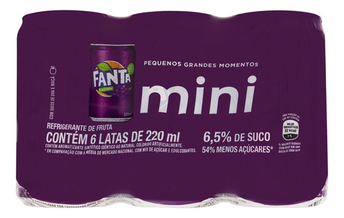 Pack Refrigerante Uva Fanta Mini Lata 6 Unidades 220ml Cada