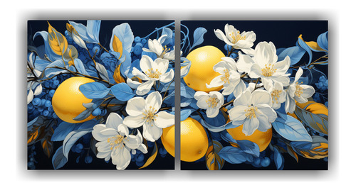 80x40cm Set 2 Composiciones A Lemon Tree In White And Blue C