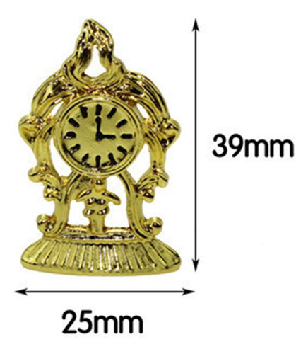 Accesorios De Casita De Muñecas 1:12 - Reloj De Mesa Dorado