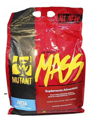 Suplemento en polvo Mutant Mass carbohidratos sabor cookies & cream en sachet de 6.8kg