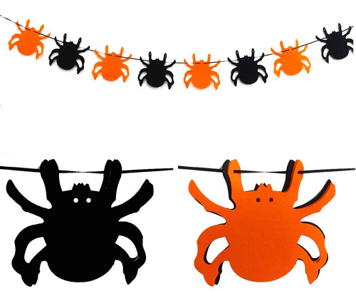 Imagem 1 de 4 de Bandeira Aranha Decorativa Tnt Halloween Festa Assustador
