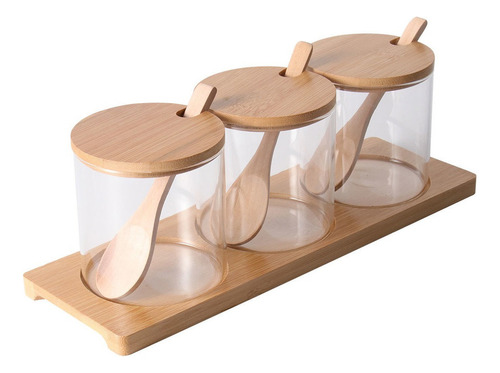 Juego De 3 Latas De Vidrio Con Cuchara, Frascos De Vidrio Pa