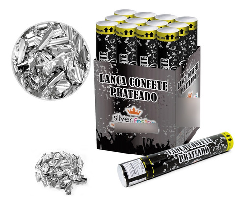 Lança Confete Chuva De Prata 30cm, 1 Unid - Silver Plastic