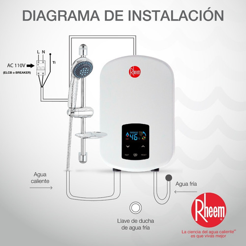 Calentador De Agua Eléctrico Rheem Elegant Digital 110v 4kw