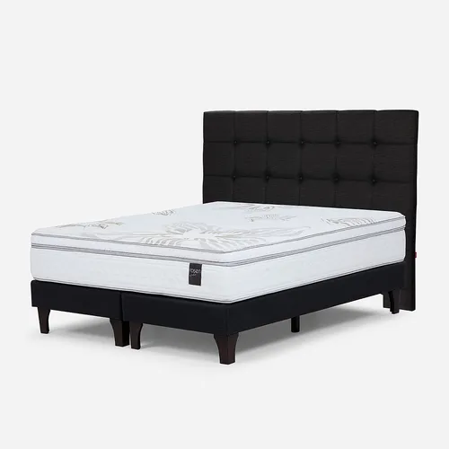 Cama Europea Rosen Art 4 Súper King + Respaldo Issey Grafito