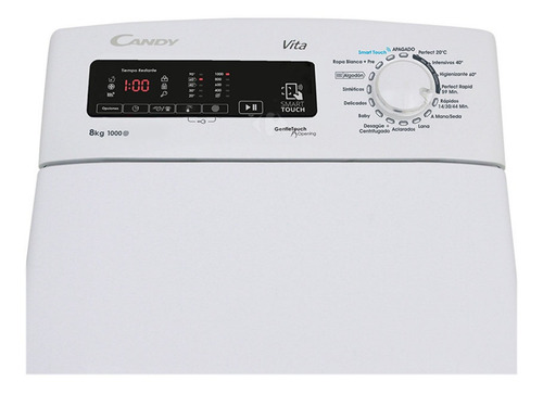 Lavarropas Candy Carga Superior Cvst810t Smart 8 Kg 1000 Rpm Color Blanco