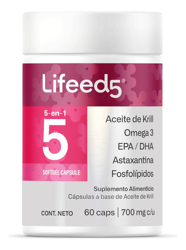 Suplemento Aceite De Krill Omega 3 Lifeed5 60 Cápsulas Sabor Sin Sabor