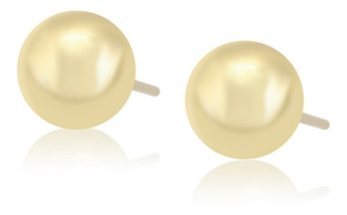 Aretes Oro 14k Lam Bolita Broquel Regalo Moda Mujer