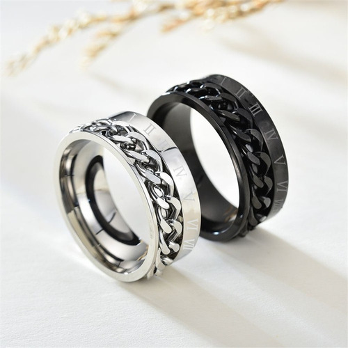 Anillo Cadena De Eslabones Giratoria En Acero Inoxidable