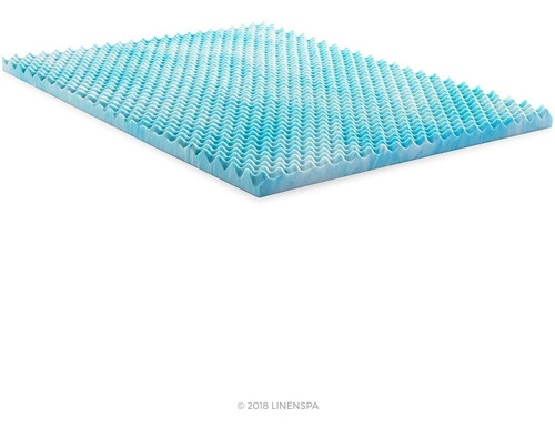 Linenspa Azul Individual Gel Sobrecolchon Memory Foam