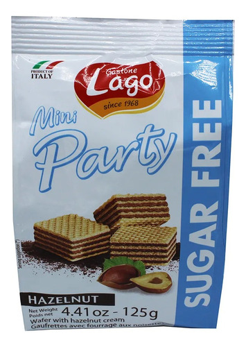 Mini Party Biscoitos Wafer Sem Açúcar De Avelã Lago 125g