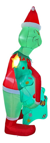 2.1m Inflable Navideño El Grinch Abraza El Árbol De Navidad Verde