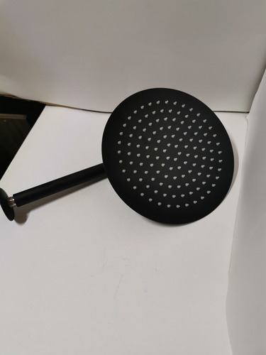 Regadera Redonda 25cm Con Brazo Y Monomando Negro Mate Lujo