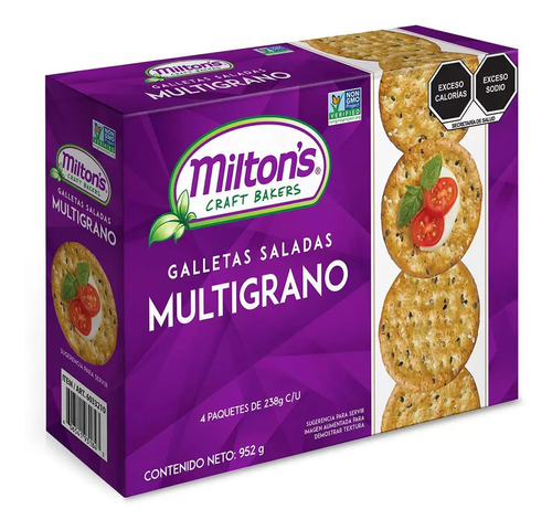 Galletas Saladas Multigrano Miltons Snack 952g Lonche 3cajas