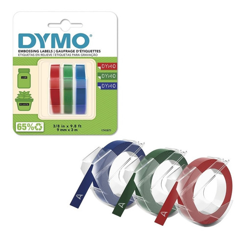 Cinta Plastica Rotulador Dymo Surtido 9 Mm Blister 3 Pzas