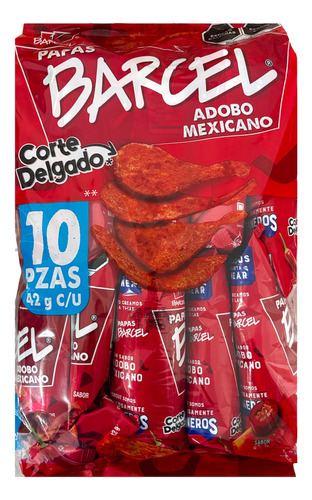 Papas Barcel Adobo Mexicano 10pz De 42g C/u