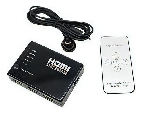 Hub Switch Hdmi 5 Portas C/ Controle Hd Ps4/3 Dvd Tv Dvr