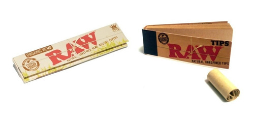 Raw Organic Hemp King Size  + Filtros De Carton Tips Raw  