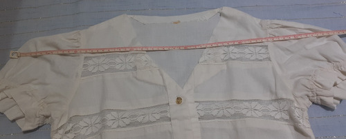 Antigua Blusa De Hilo Y Encaje Hecha A Mano (Usado)