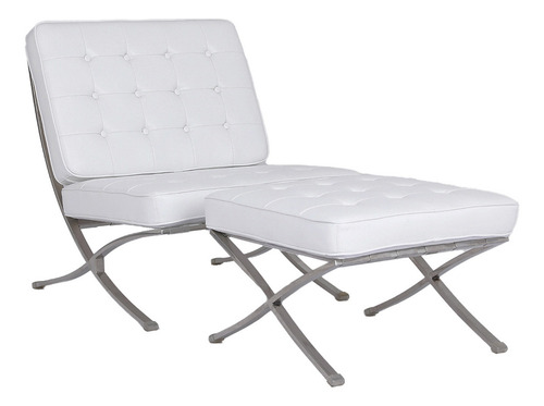 Sillon Barcelona 1 Cuerpo + Apoyapiés Otomano Blanco