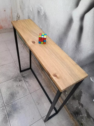 Mesa Arrime Recibidor Auxiliar Hierro Madera Maciza A Medida
