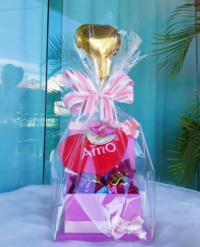 Imagem 1 de 8 de Cesta De Chocolate Porta Joias Com Bombons Presente Namorada