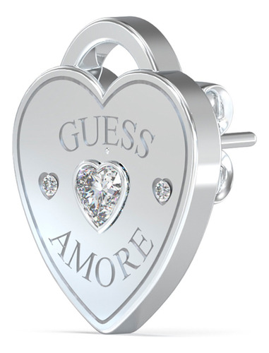 Aretes Guess Amore Plateado Acero Inoxidable Corazon Mujer