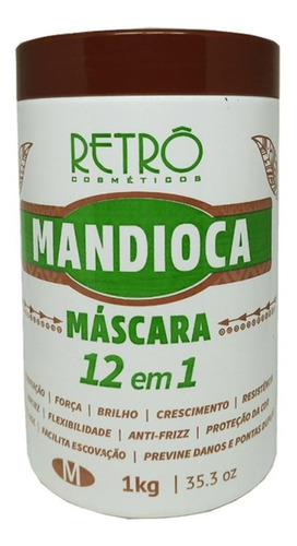 Máscara Mandioca 12 Em 1 Retrô Cosméticos 1kg + Brinde