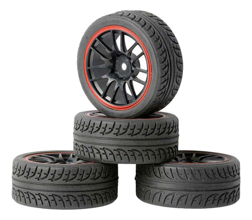 4 Uds 75mm Rc Neumáticos Y Ruedas Llantas 12mm Hex Hub Para