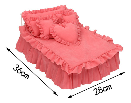 Miniatura Exquisita De La Cama De La Casa De Muñecas Rosa