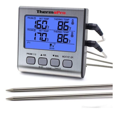 Imagen 1 de 9 de Termómetro Digital Con 2 Sondas Thermopro Tp17 Carnes Timer