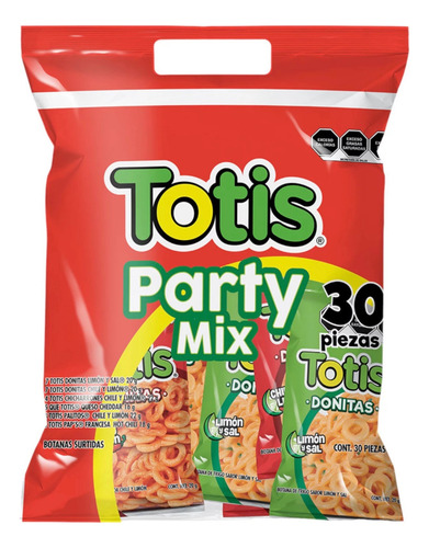 Totis Mega Party Mix Frituras Botana Sal, Limón Y Chile 30pz