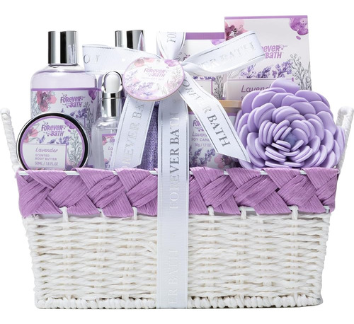 Forever Bath Lavender Spa Gift Basket Set De Spa Para Mujer,