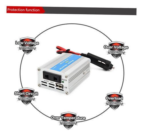 Inversor De Corriente Portátil 200w Dc 12v.ac 220v Con Pue