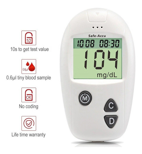 Imagen 5 de 10 de Kit Glucómetro Sinocare Tirillas+lancetas+estuche + Obsequio