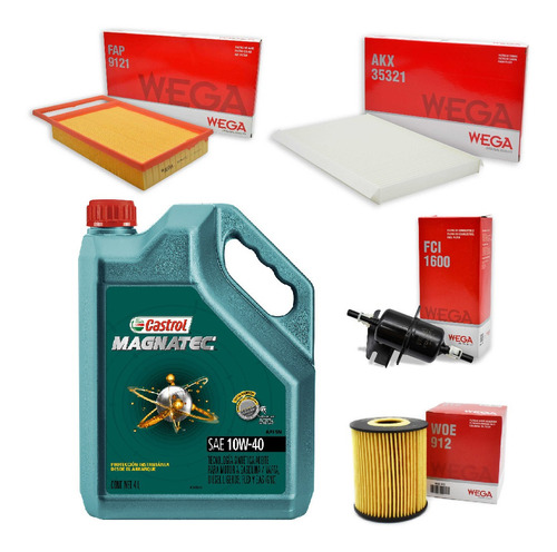 Kit 4 Filtros + 4l Aceite Castrol 10w40 Fiat Palio Etorq