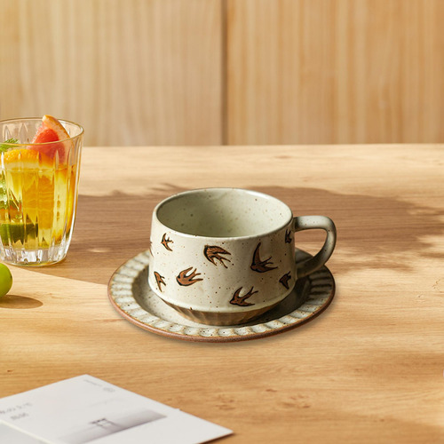 Taza De Café Con Regalo De Platillo, 300 Ml Con Asas,